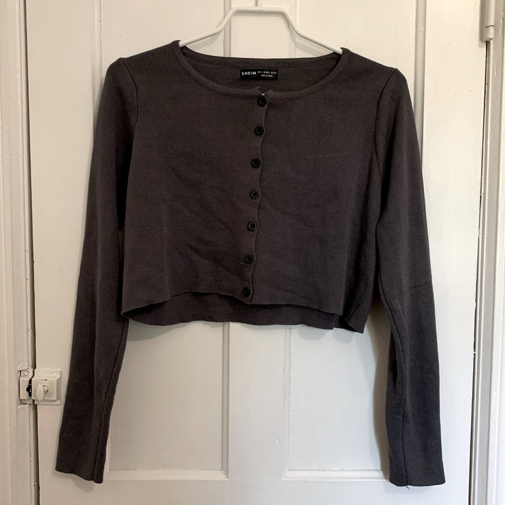 Shein Cropped Grey Cardigan